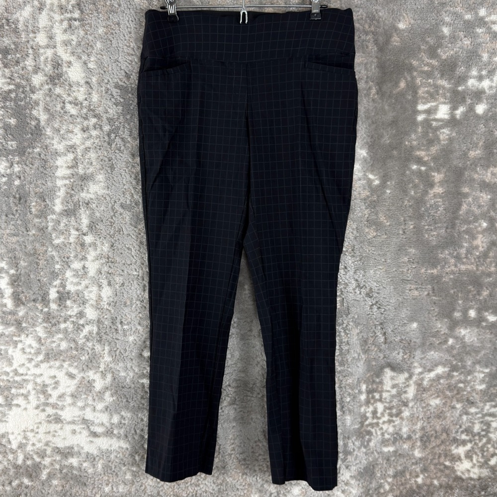 Apt 9 Petite Size 14P Checker Straight Leg Pants Black Pull On‎